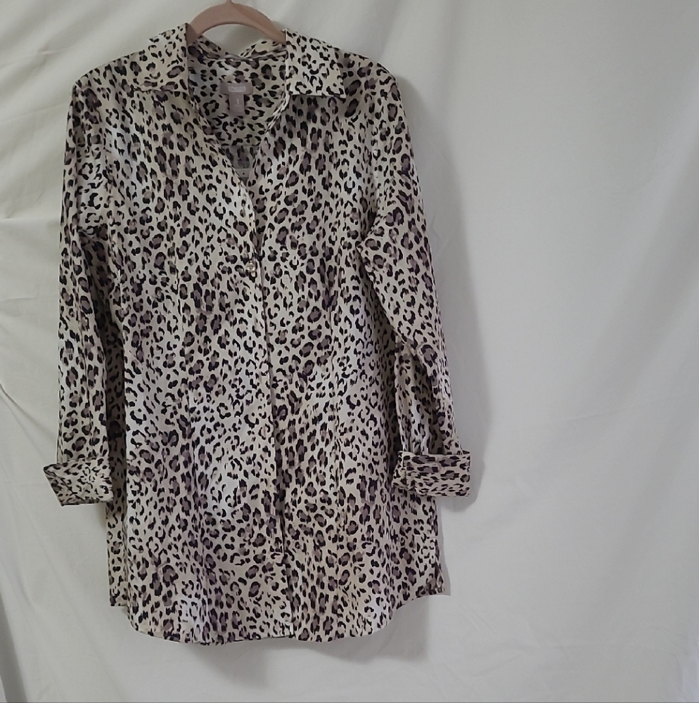 Chico's Leopard Print Button-Down Shirt